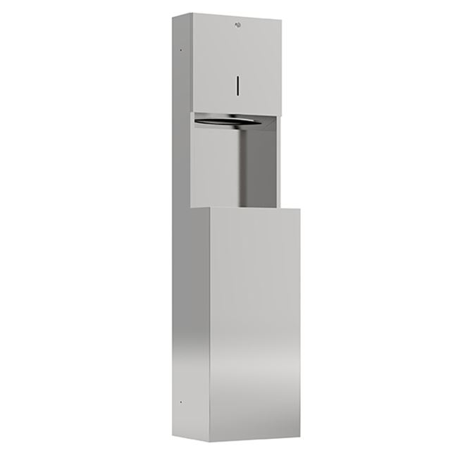 Pressalit Public Premium Inbouwmodule met papierdispenser en afvalemmer 32 l, glanzend staal