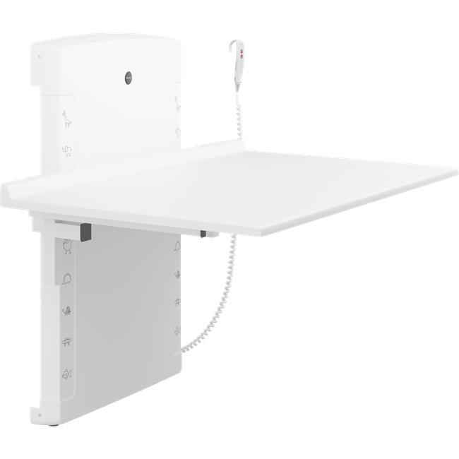 Changing table, 800 x 1400 mm, electrically height adjustable, foldable