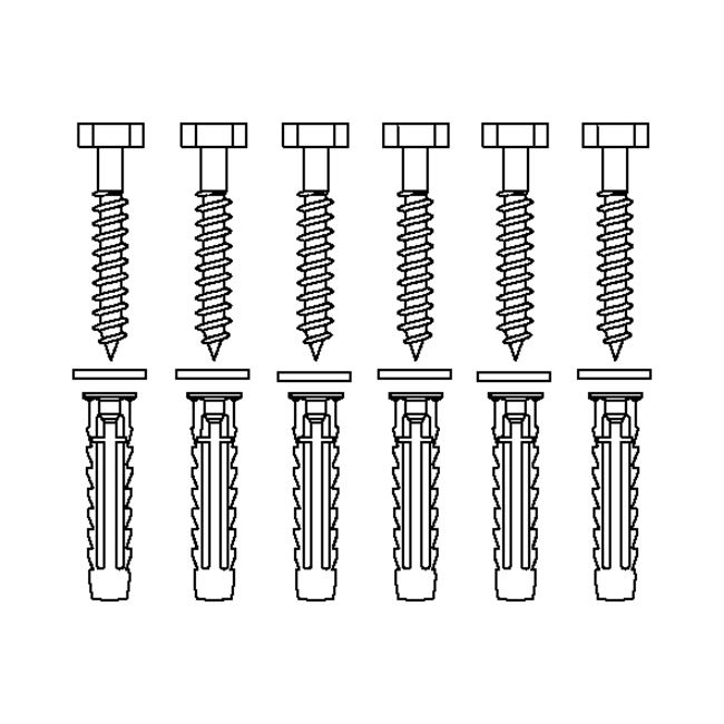 Bevestigingsmateriaal V8608 (6 pcs),voor massieve muren