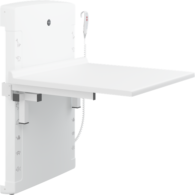 Changing table, 800 x 900 mm, electrically height adjustable, foldable