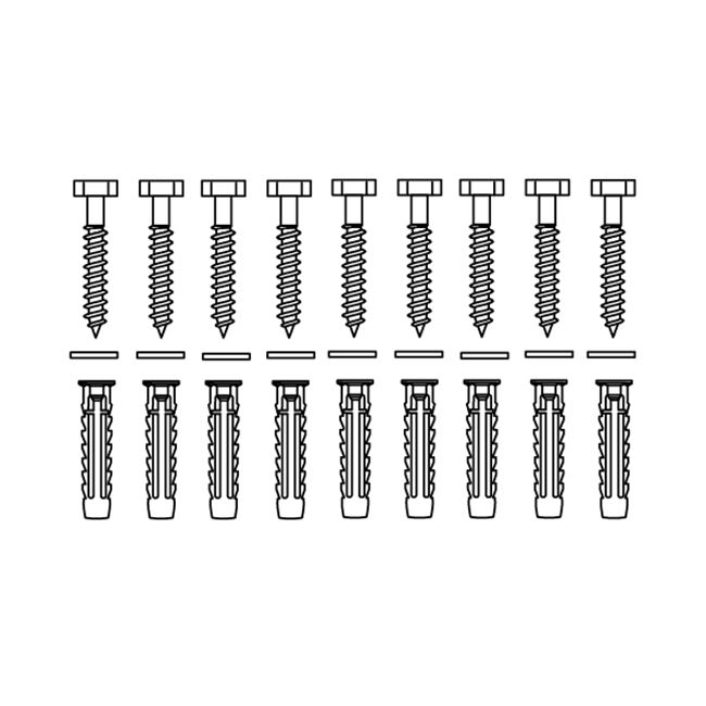 Bevestigingsmateriaal V8607 (9 pcs),voor massieve muren