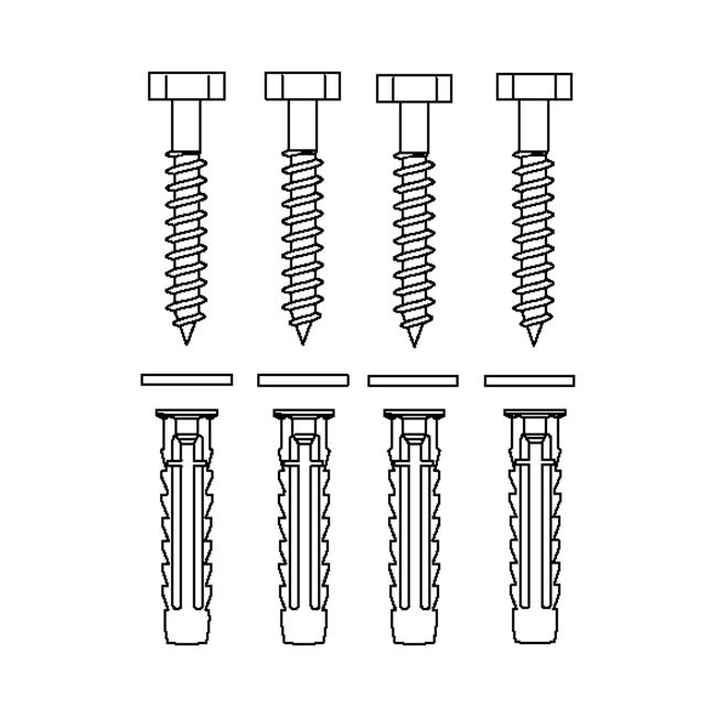 Bevestigingsmateriaal V8603 (4 pcs),voor massieve muren