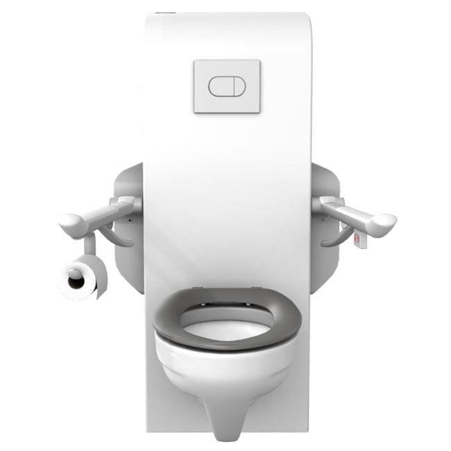 Oplossing met SELECT TL3 hoog-laag toiletsysteem elektrisch in hoogte verstelbaar, PLUS toiletsteunen, wandcloset en toiletzitting Dania