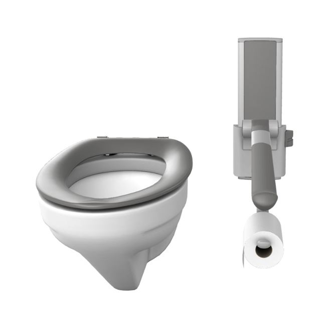 Solution with PLUS support arm, toilet paper holder, toilet and toilet seat Dania