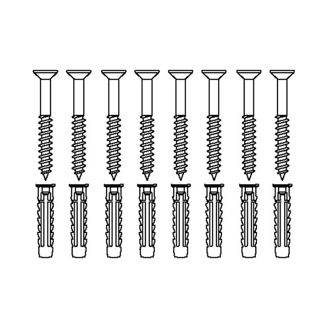 Bevestigingsmateriaal V8601 (8 pcs),voor massieve muren